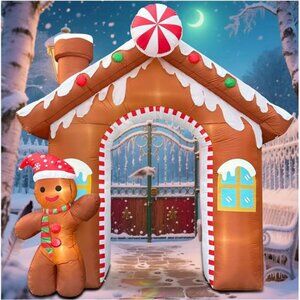 10FT Christmas Inflatables Gingerbread House Archway, Blow up Christmas‎
